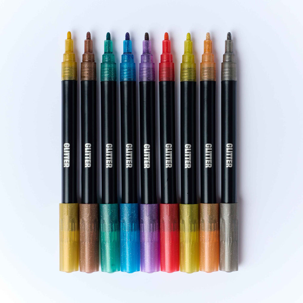 9 GLITTER MARKER PENS