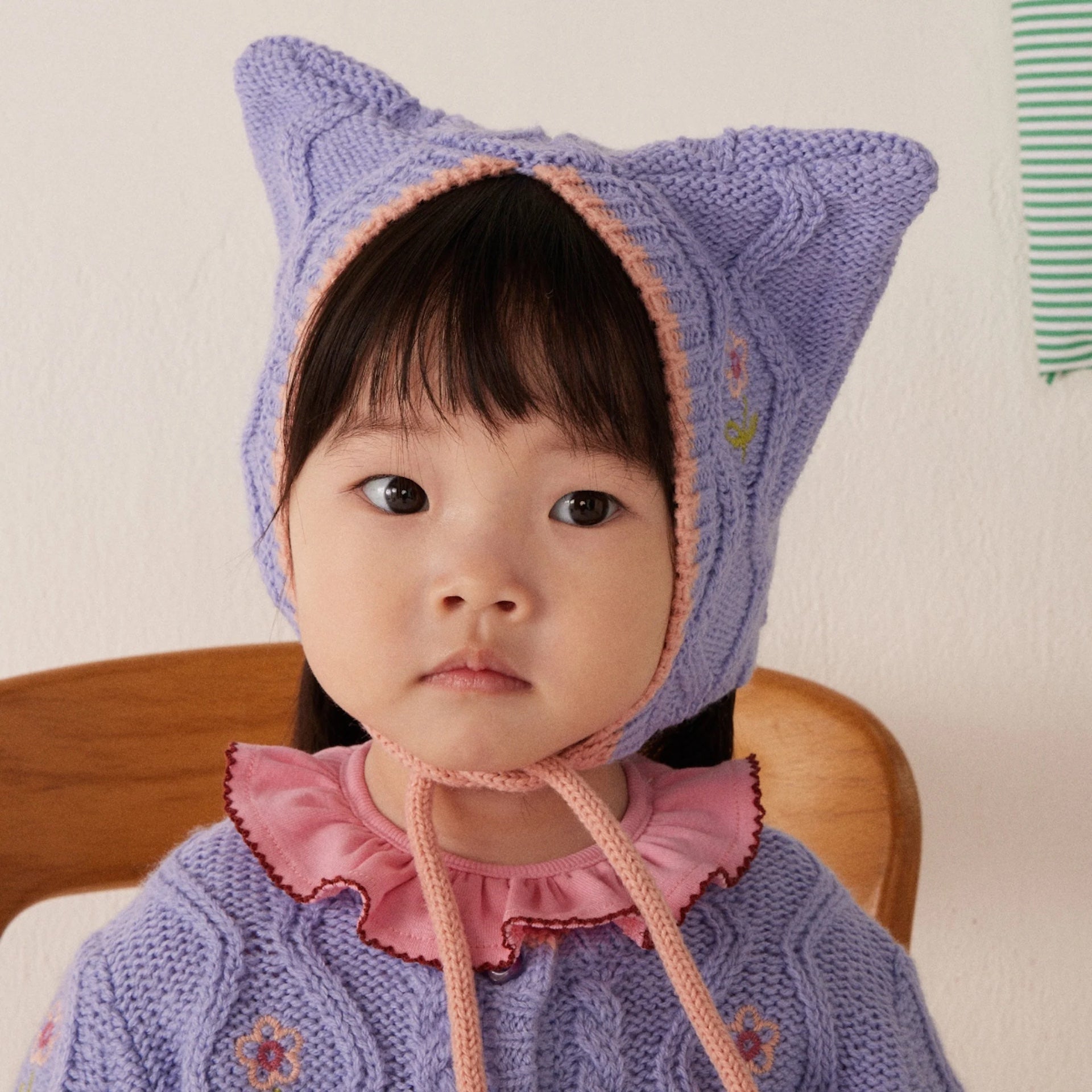 MICHY BABY HAT - CABLE KNIT CAT EAR BEANIE