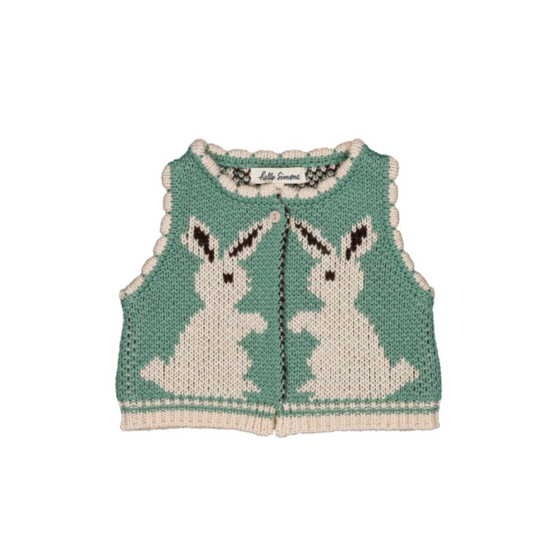 PENNY BABY VEST - RABBIT AQUA