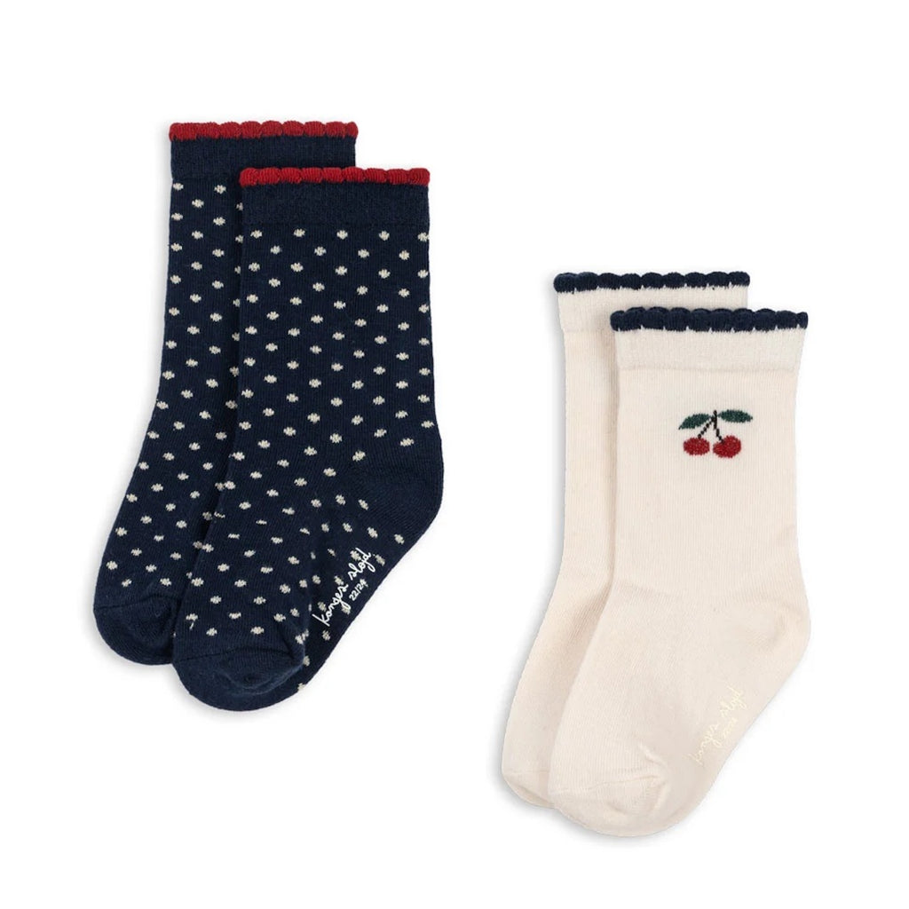2 PACK SOCKS - CHERRY DOTS