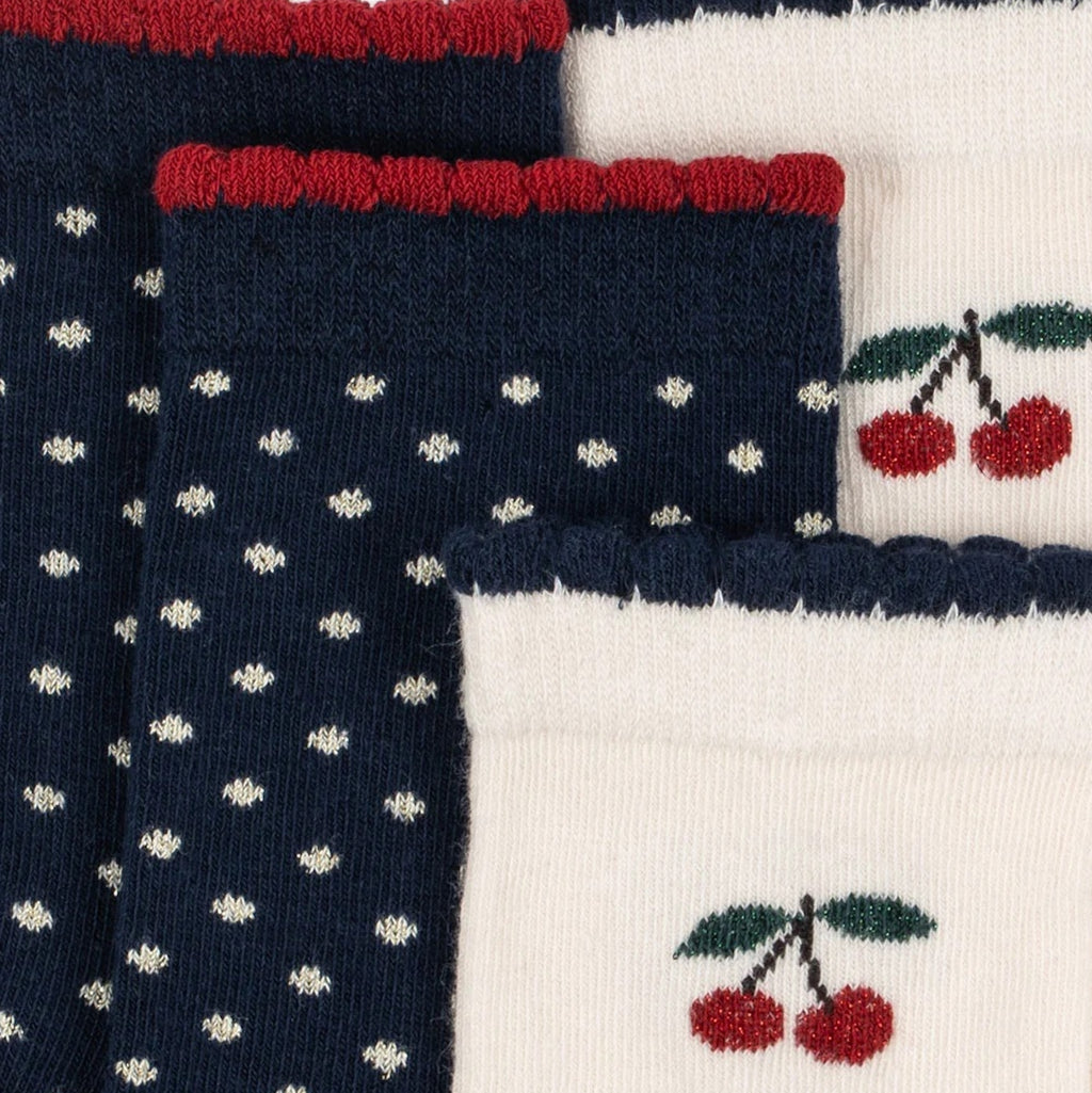 2 PACK SOCKS - CHERRY DOTS