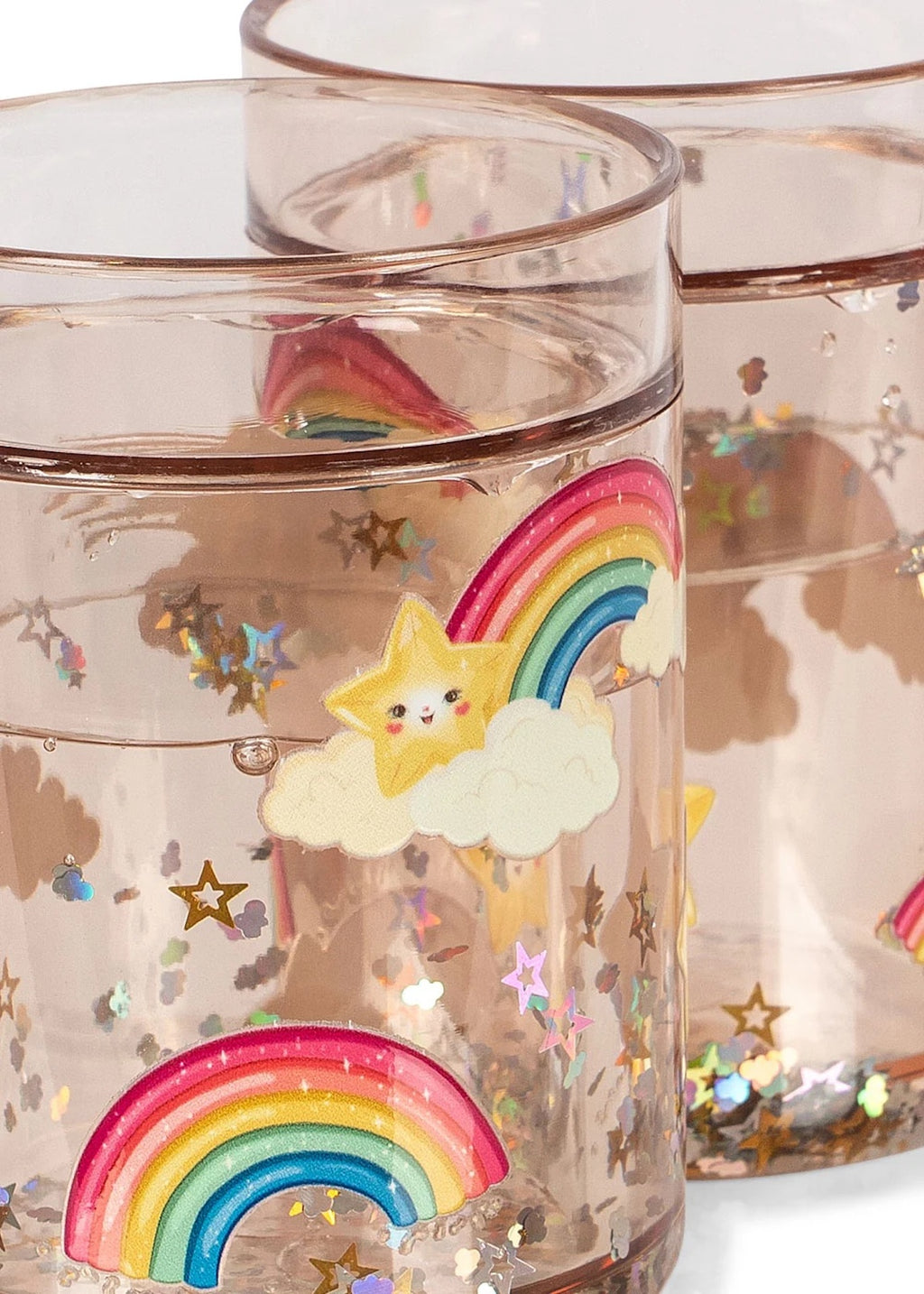 2 PACK GLITTER CUPS - RAINBOW