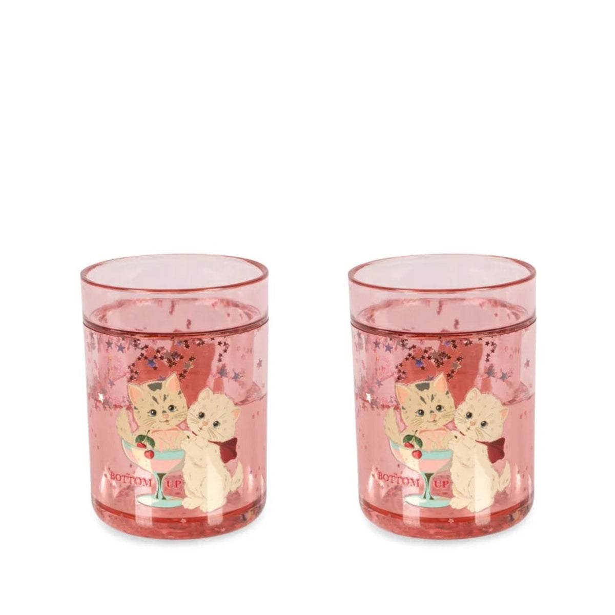 2 PACK GLITTER CUPS - ROSE CAT