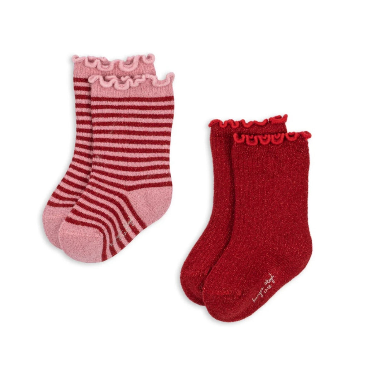 2 PACK GLITTER SOCKS - RED STRIPE