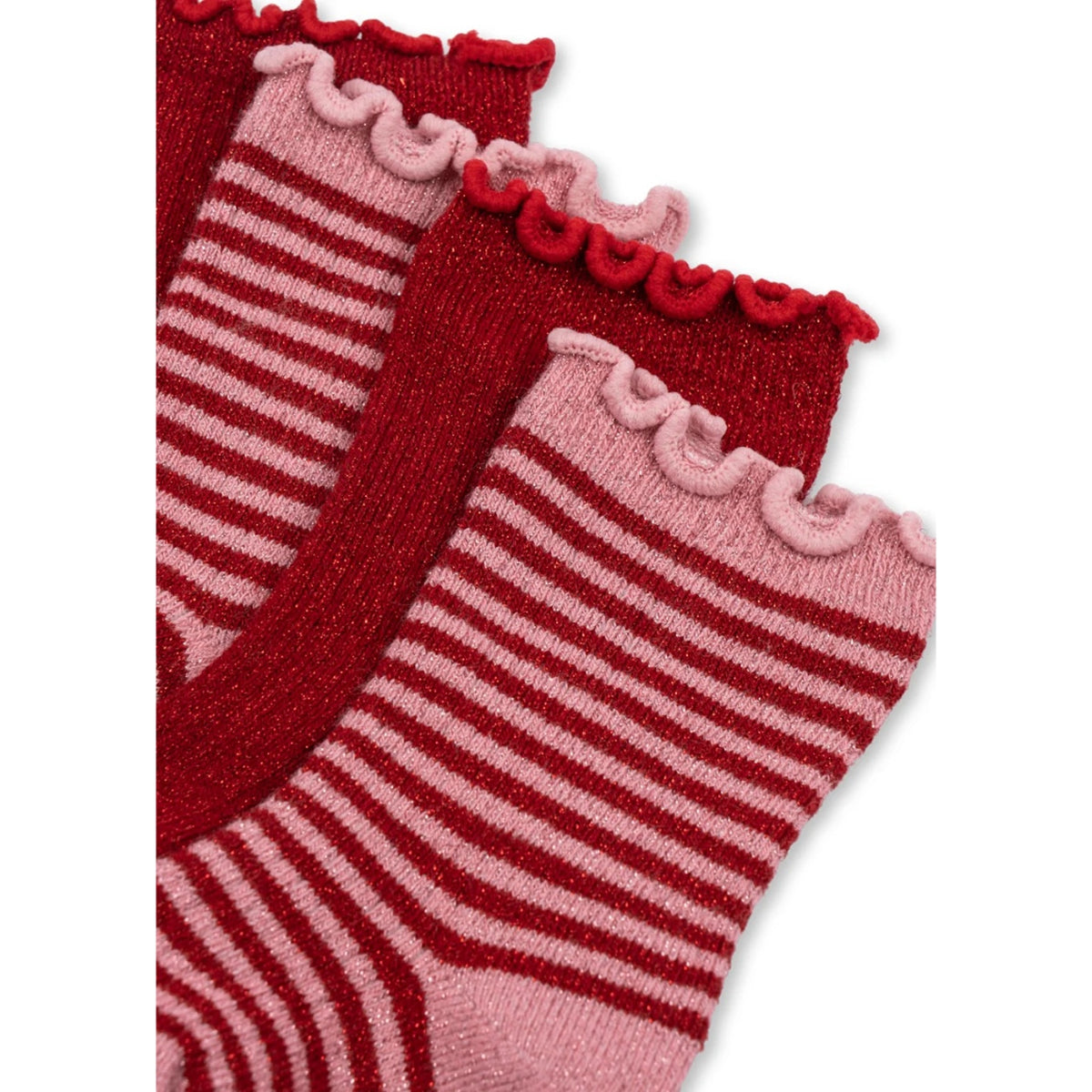 2 PACK GLITTER SOCKS - RED STRIPE
