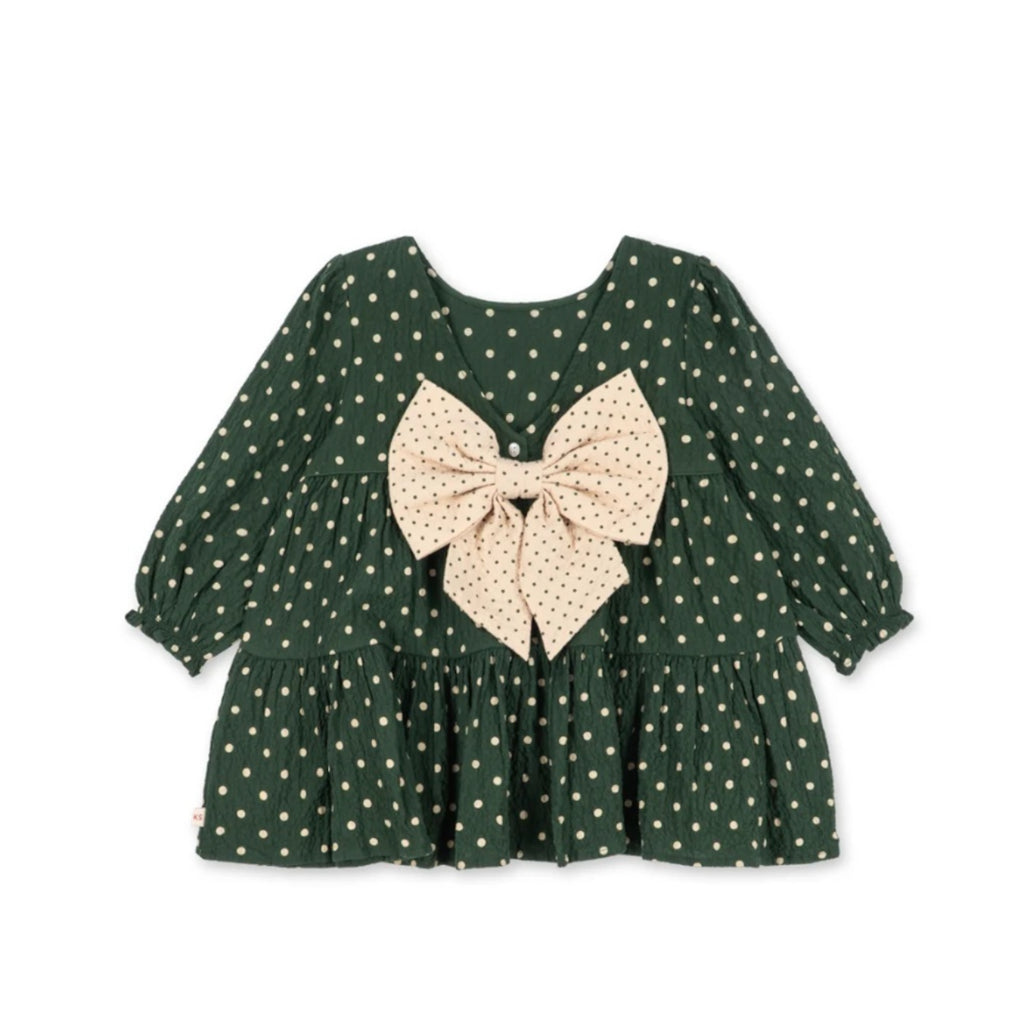 ELIN LONG SLEEVE BOW DRESS - DOT MARSEILLE
