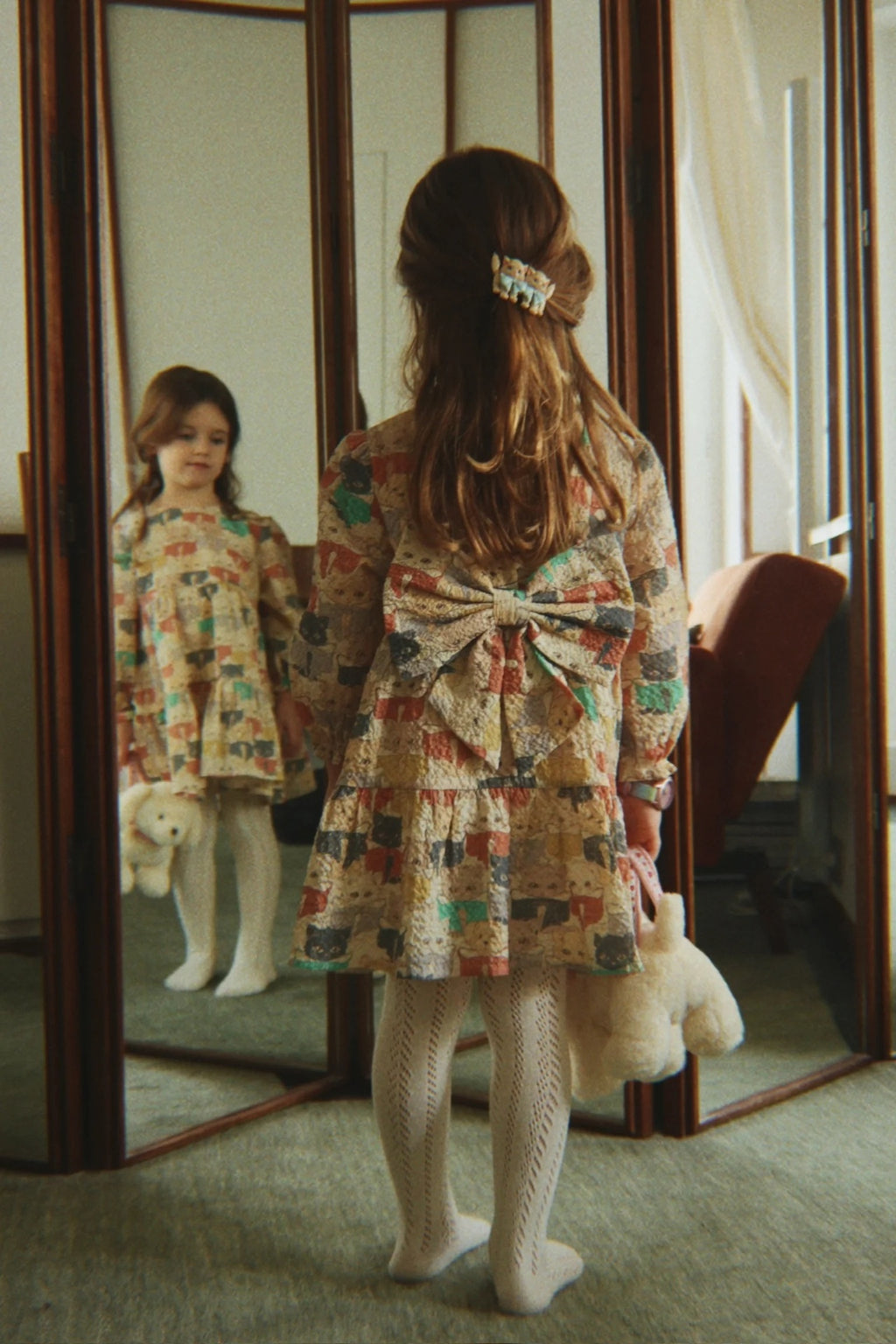 ELIN LONG SLEEVE BOW DRESS - LIKE CATS & DOGS