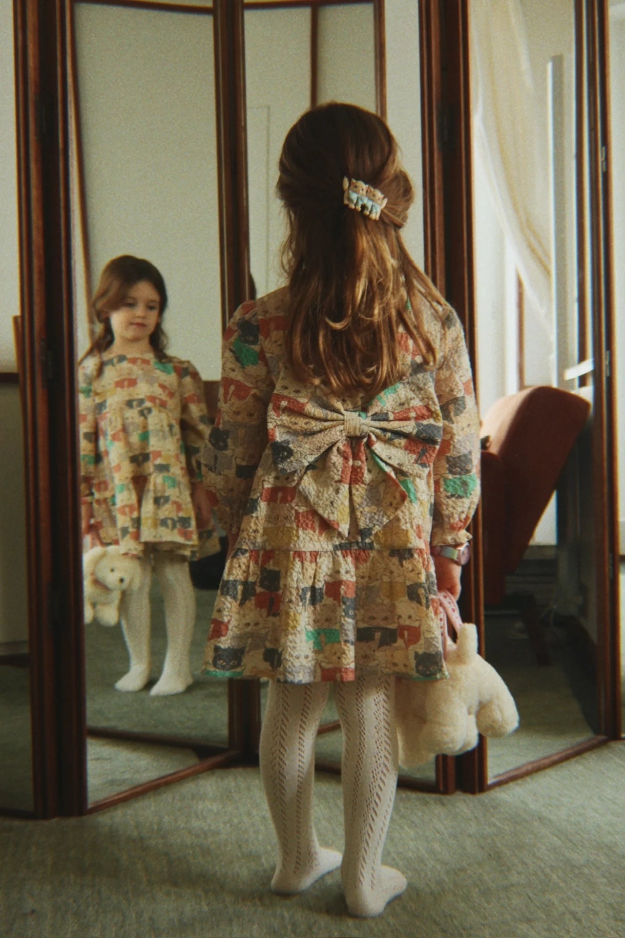 ELIN LONG SLEEVE BOW DRESS - LIKE CATS & DOGS