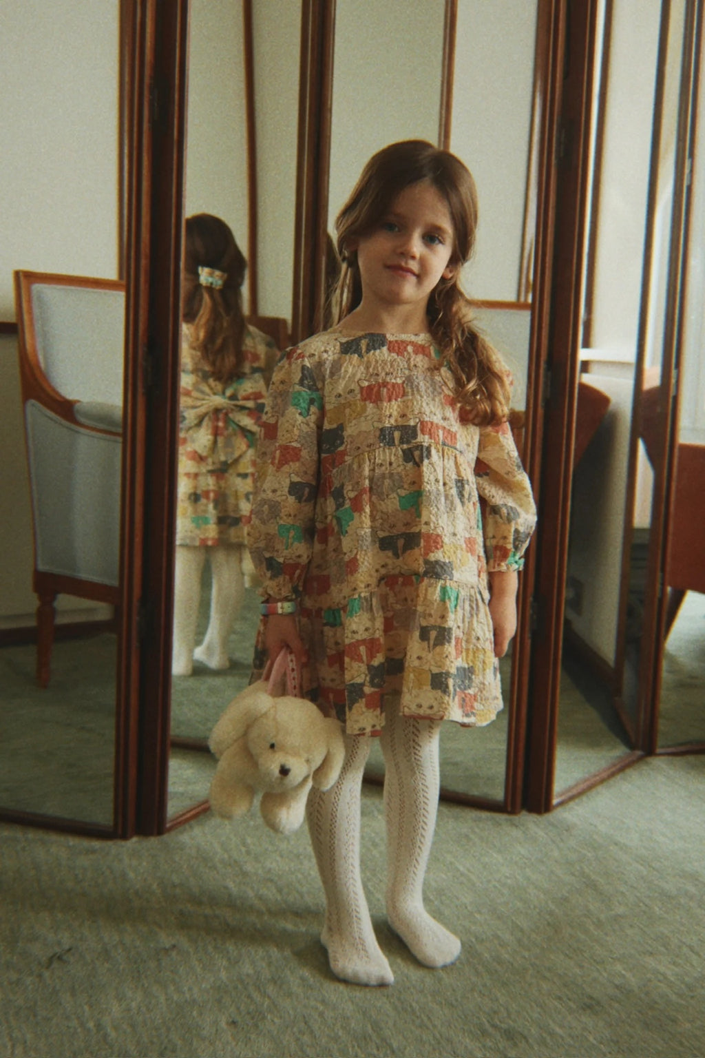 ELIN LONG SLEEVE BOW DRESS - LIKE CATS & DOGS
