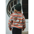 JODY TEDDY EMBROIDERED JACKET - TANGERINE STRIPE