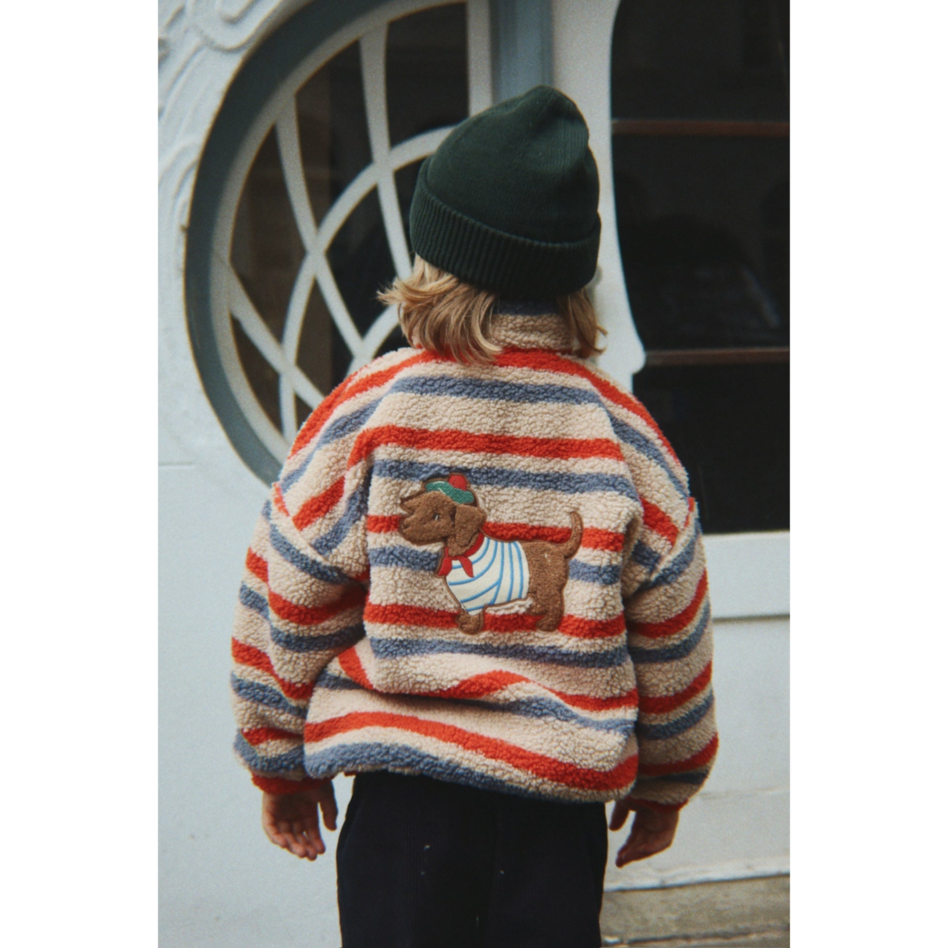 JODY TEDDY EMBROIDERED JACKET - TANGERINE STRIPE