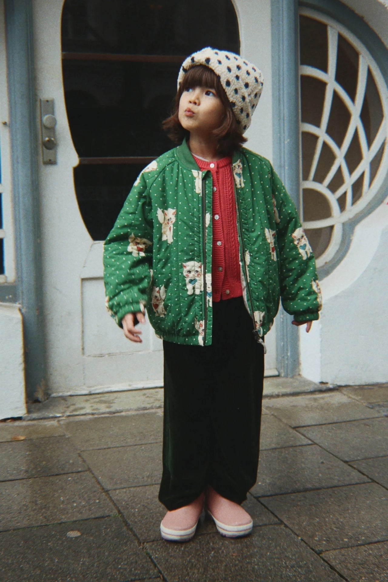 JUNO PRINTED BOMBER JACKET - DOT MIAO VERDE