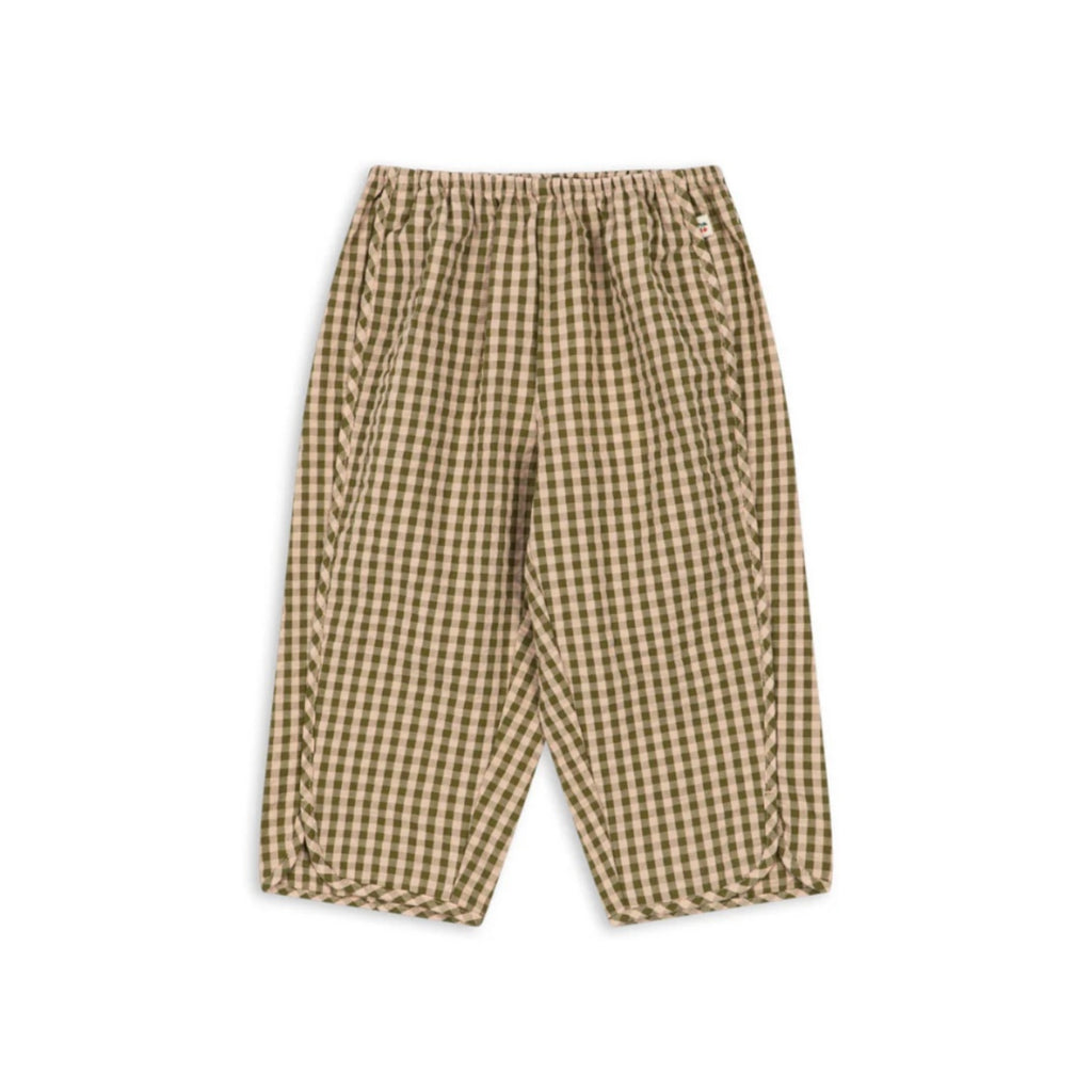 KIM SLIT PANTS - AVOCADO CHECK