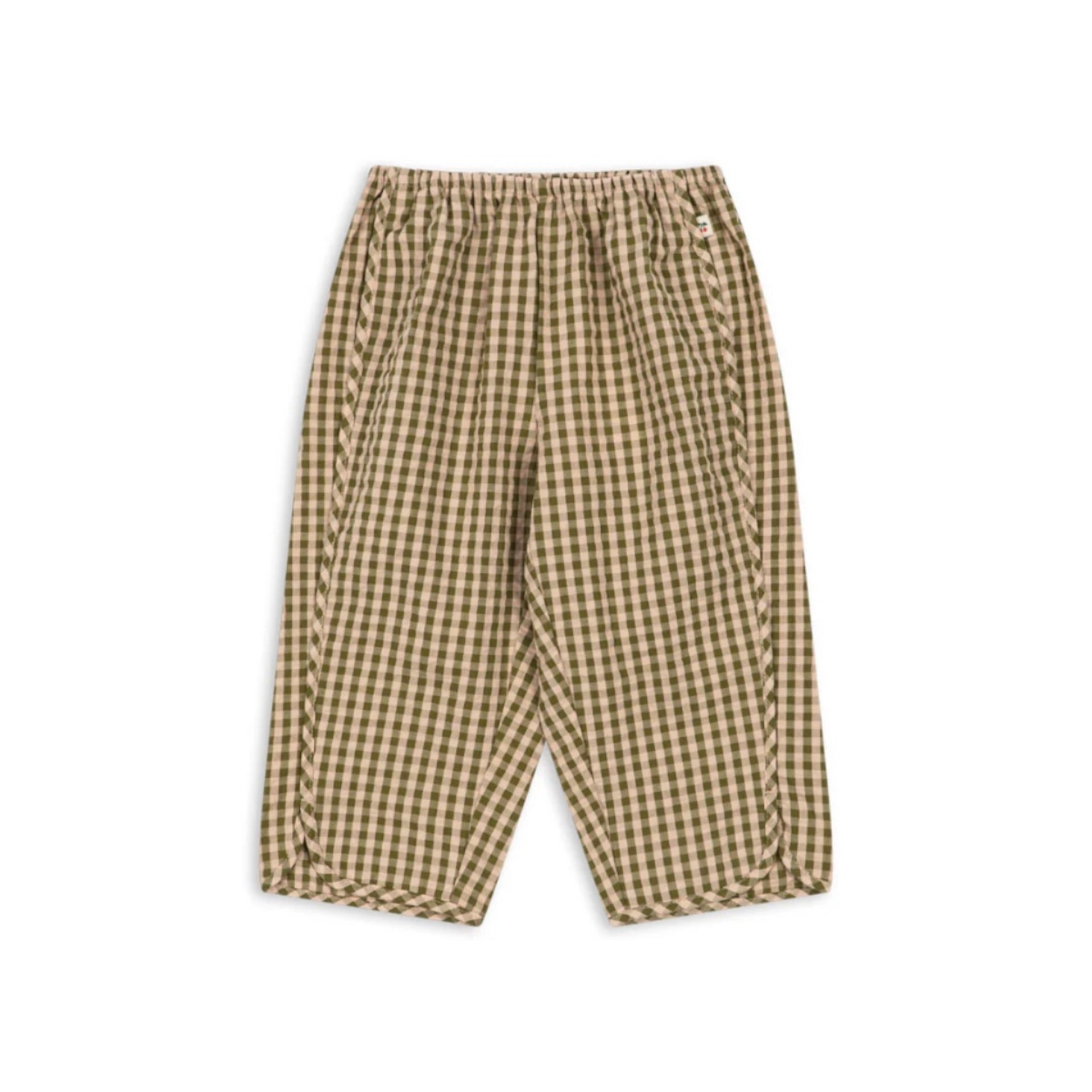 KIM SLIT PANTS - AVOCADO CHECK