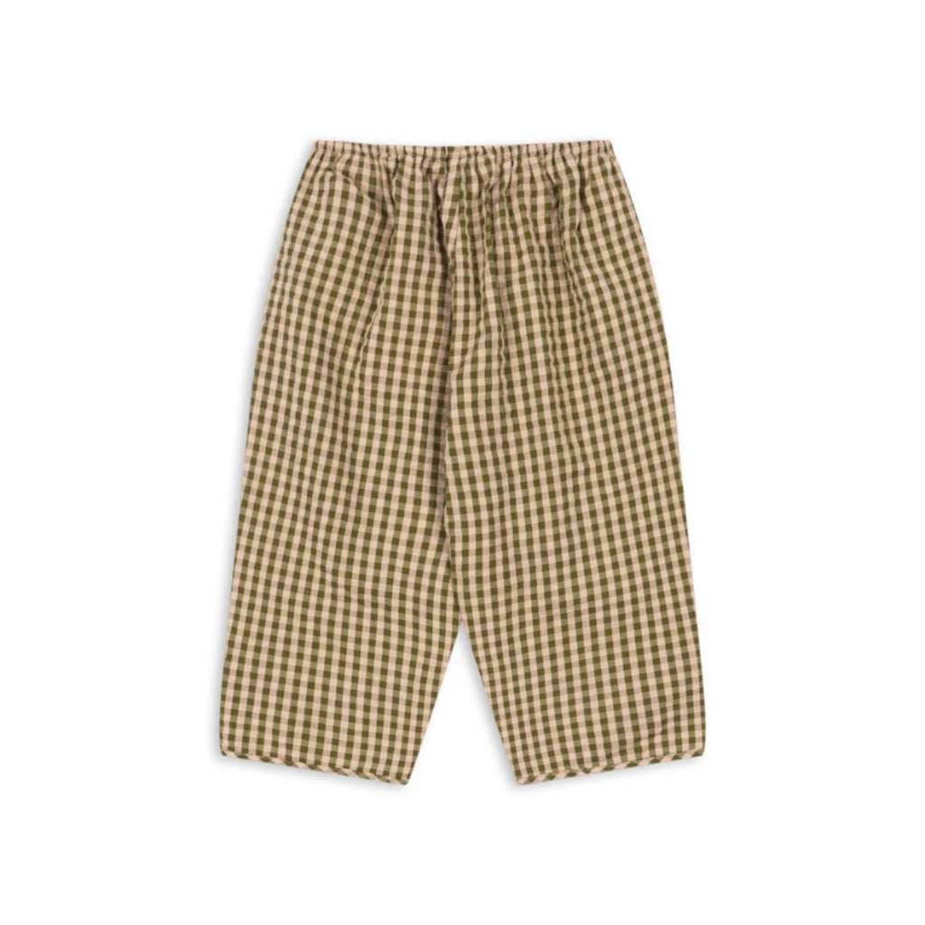 KIM SLIT PANTS - AVOCADO CHECK