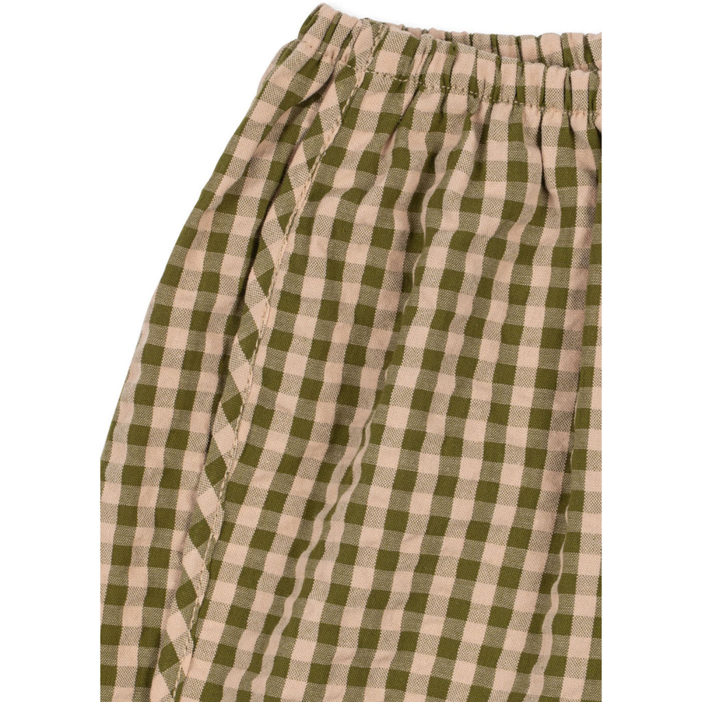 KIM SLIT PANTS - AVOCADO CHECK