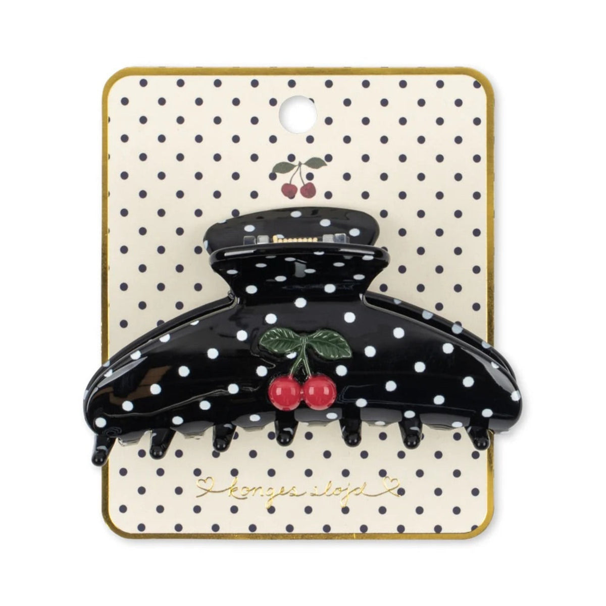 LARGE CLAW HAIR CLIP - CHERRY DOT