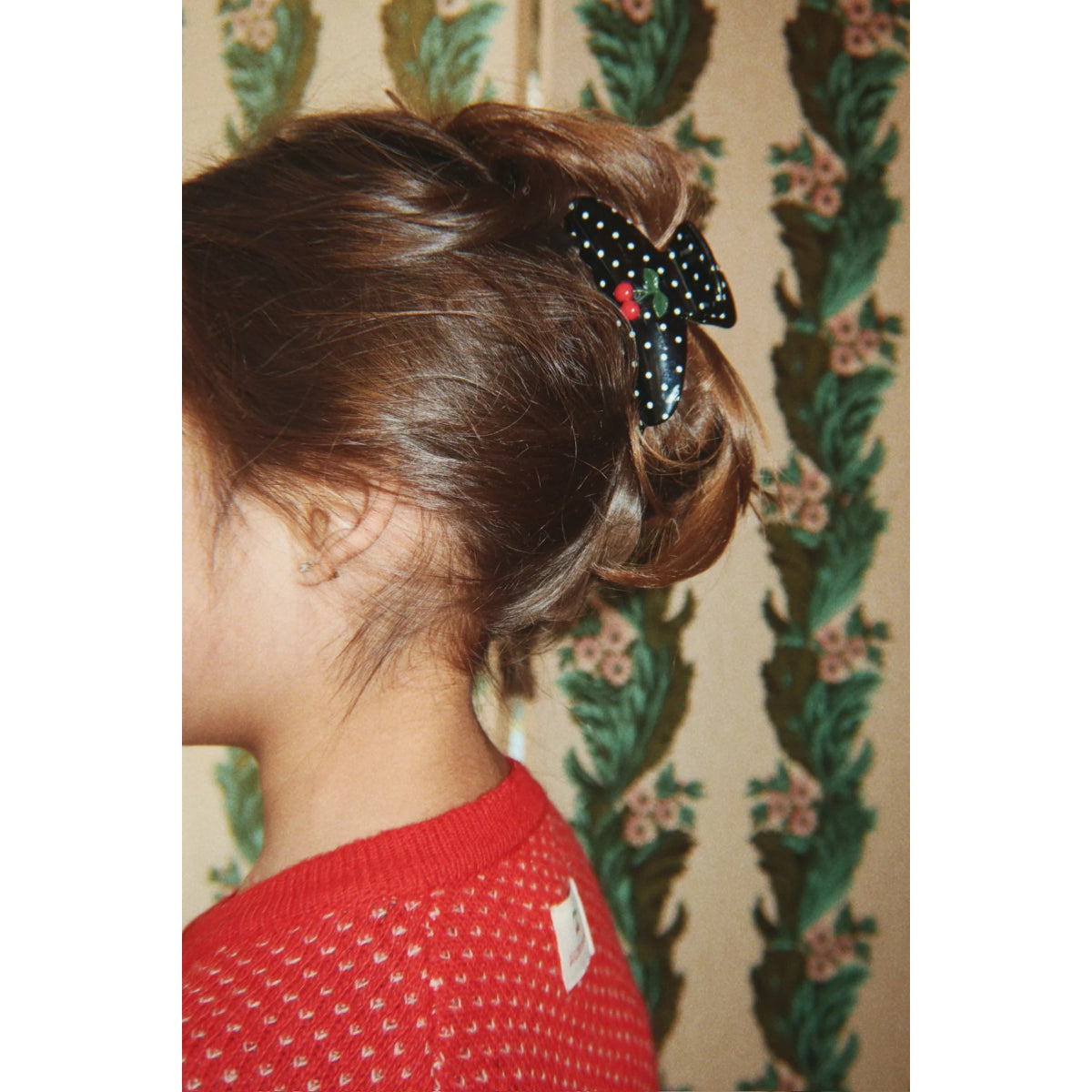 LARGE CLAW HAIR CLIP - CHERRY DOT