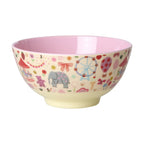 MEDIUM MELAMINE BOWL - PINK FUN FAIR PRINT