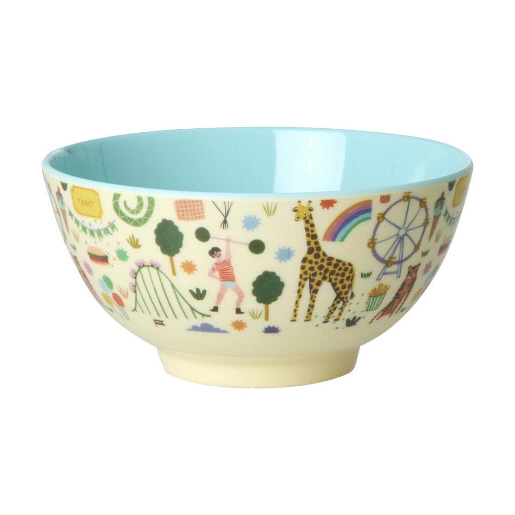 MEDIUM MELAMINE BOWL - MINT FUN FAIR PRINT