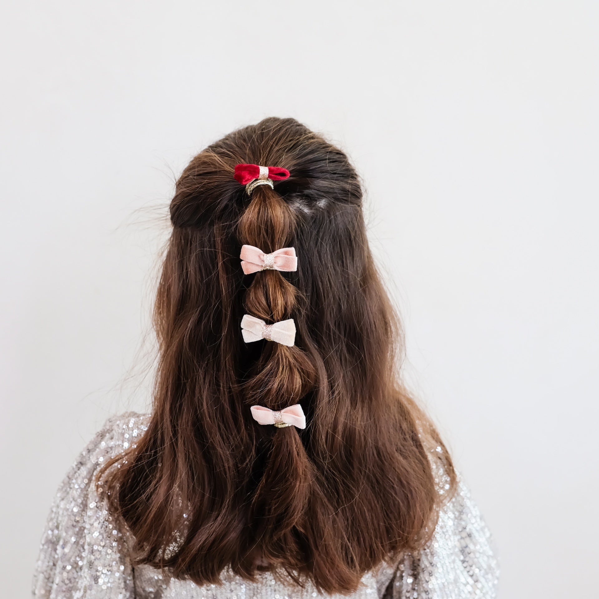 GLITTER VELVET BOW HAIR PONIES