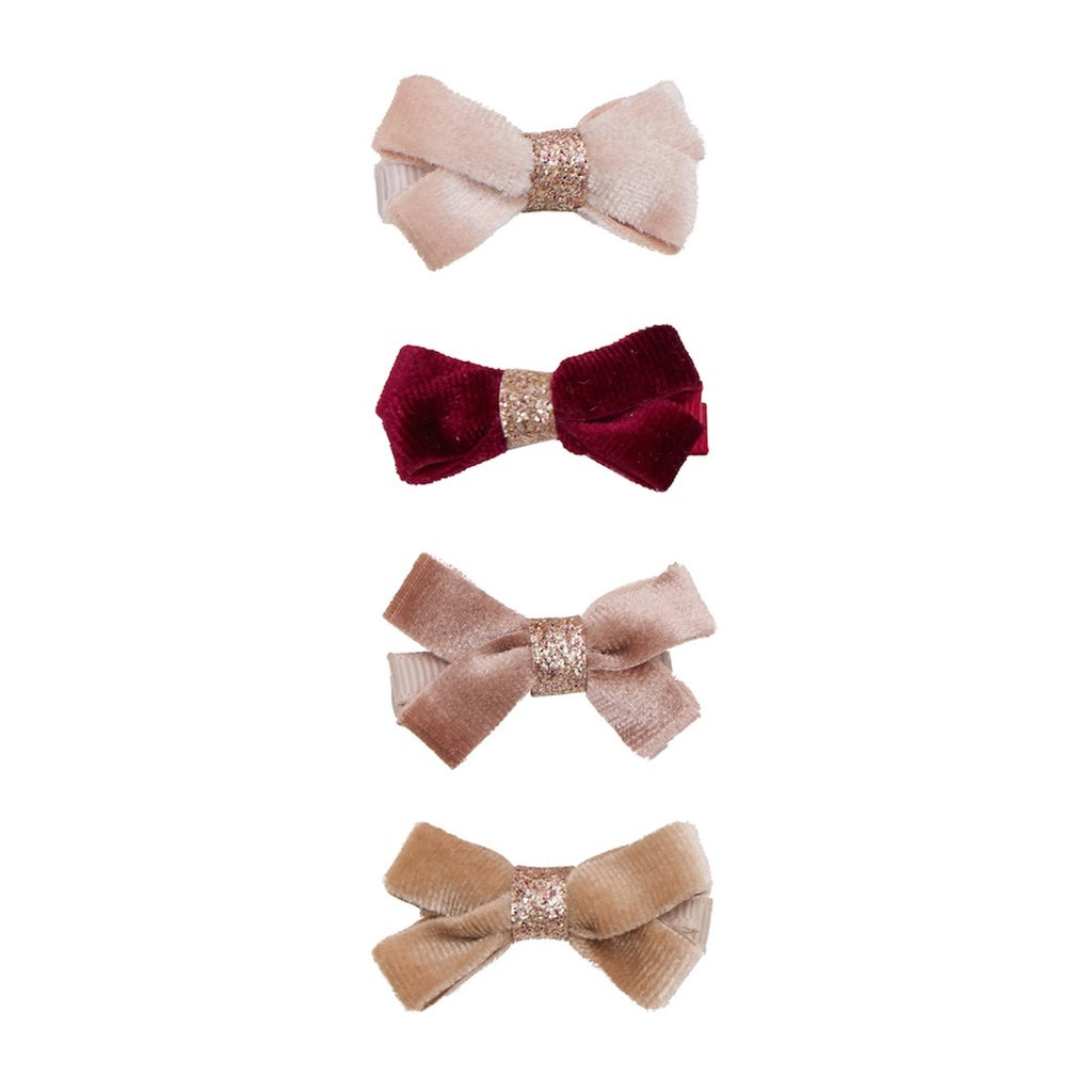 GLITTER VELVET BOW SALON HAIR CLIPS