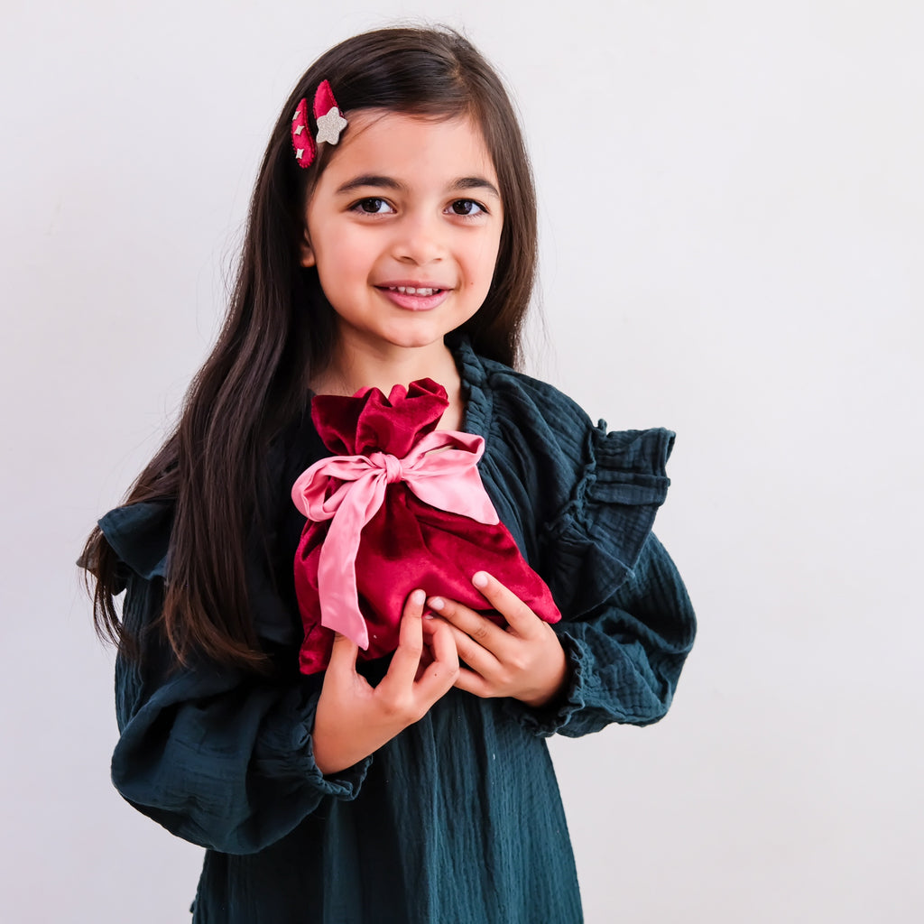 HAIR ACCESSORIES GIFT POUCH - BURGUNDY