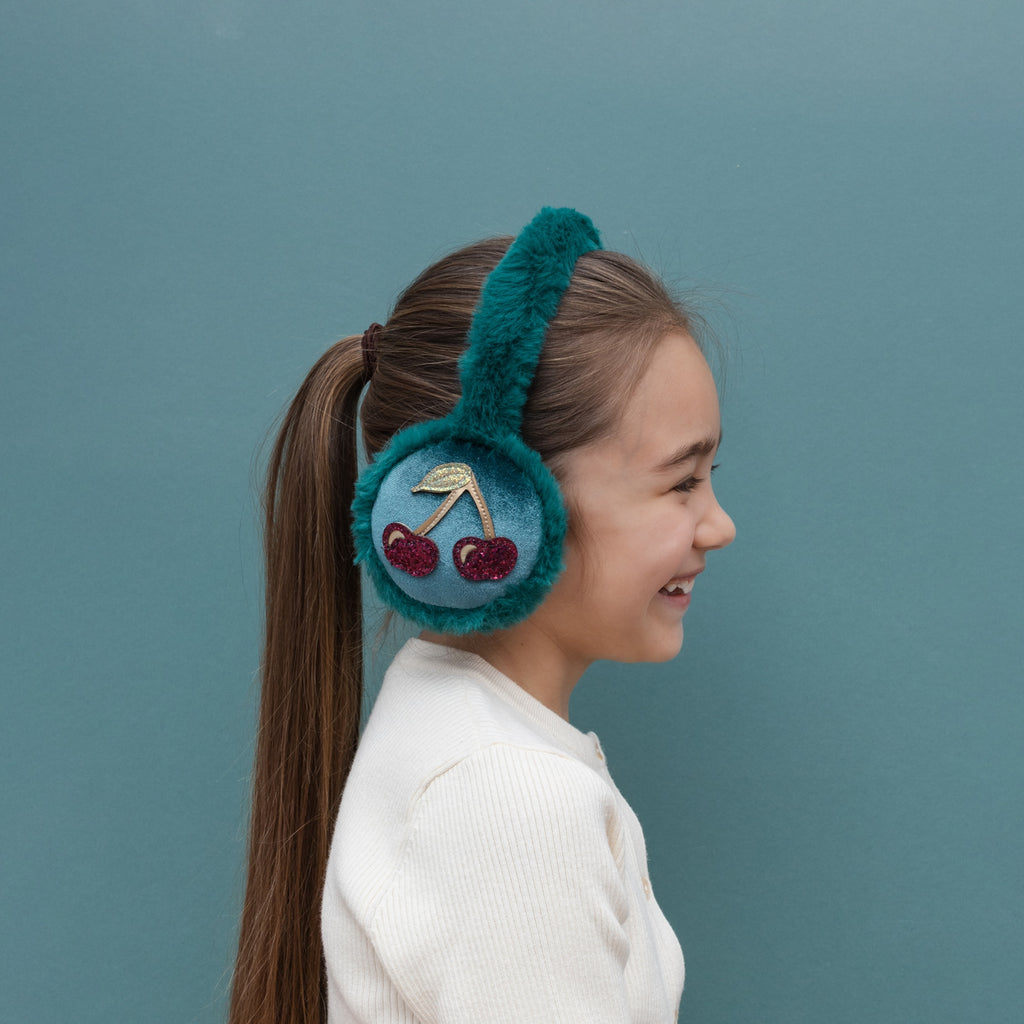 TEAL CHERRIES EARMUFFS