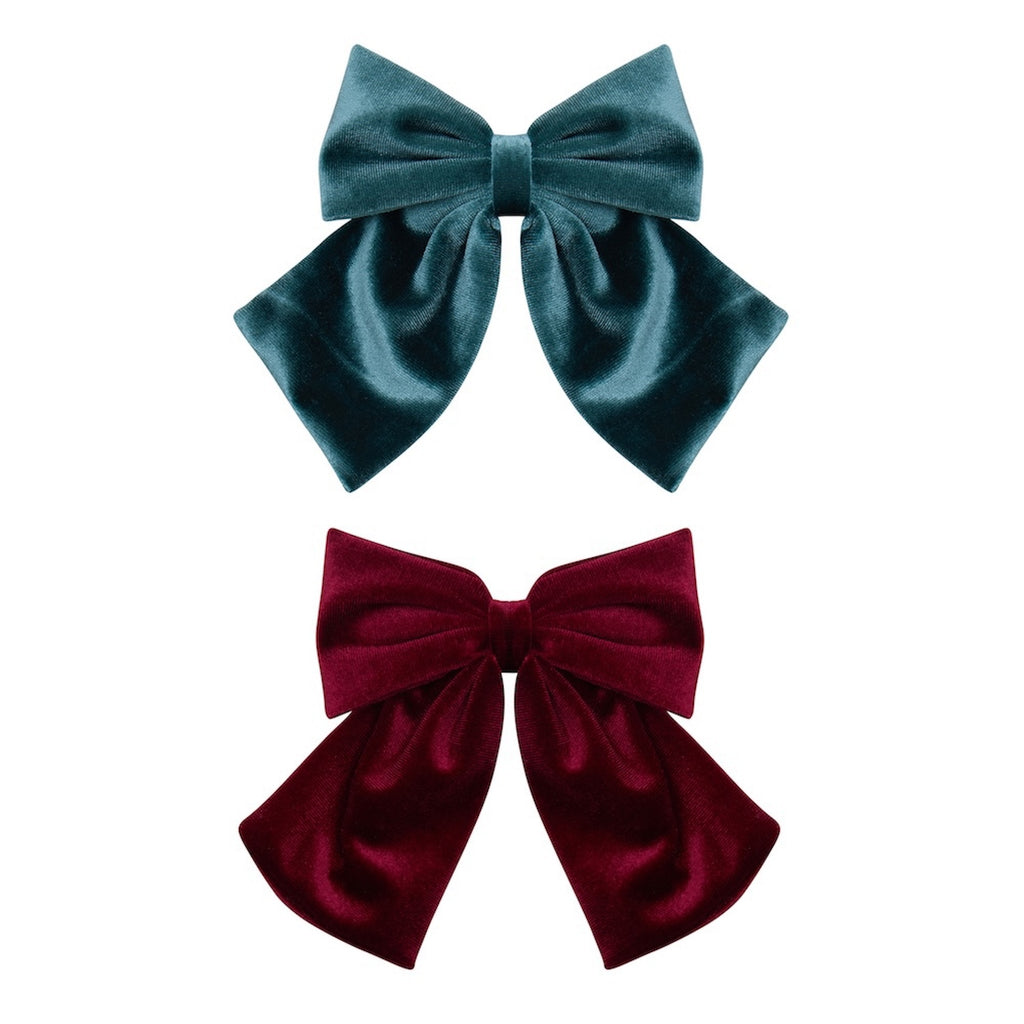 VELVET AGNES BOWS HAIR CLIPS
