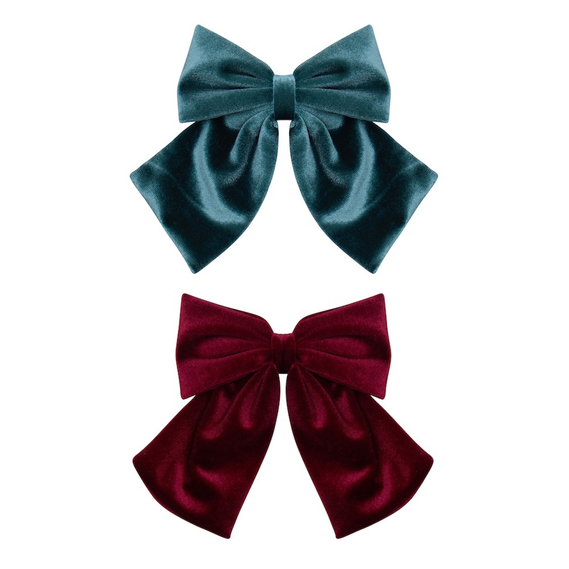 VELVET AGNES BOWS HAIR CLIPS