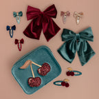VELVET AGNES BOWS HAIR CLIPS