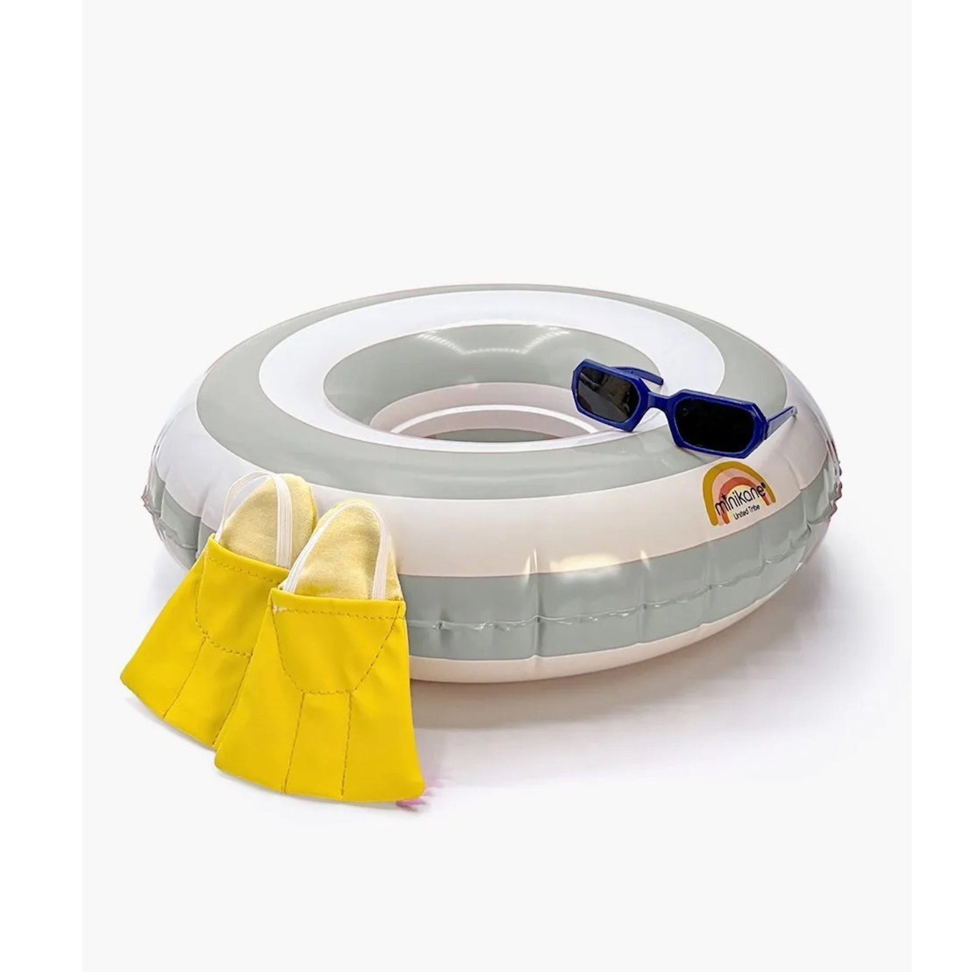 BEACH ACCESSORIES SET - GREEN GREY STRIPE RING