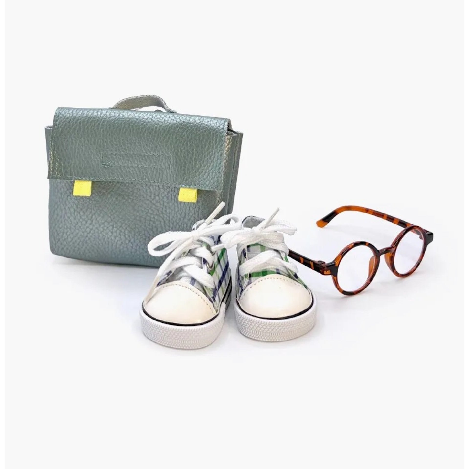 DOLL - SCHOOL ACCESSORY SET - GREEN SCHOOL BAG