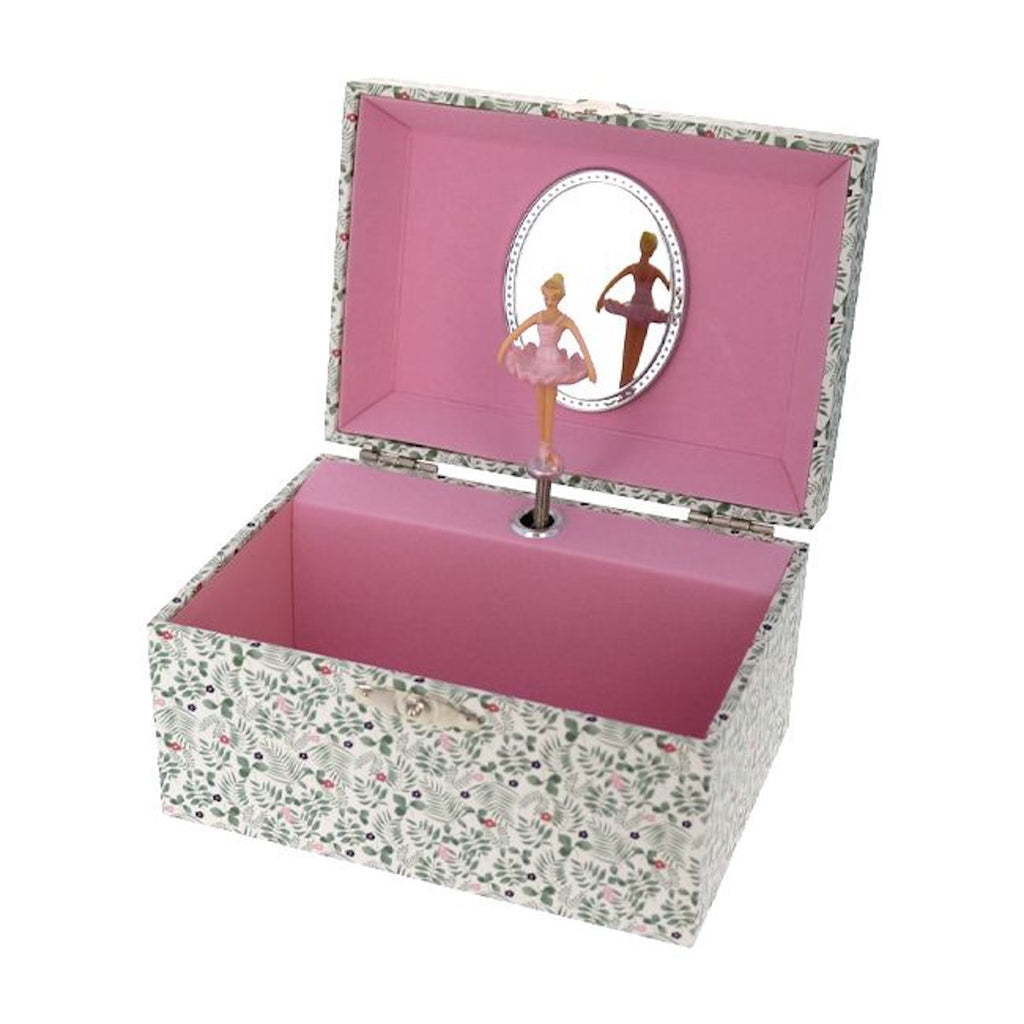 MUSICAL JEWELLERY BOX - GREEN LEAF PRINT