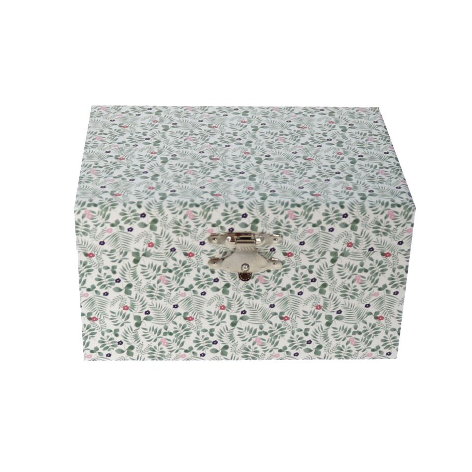 MUSICAL JEWELLERY BOX - GREEN LEAF PRINT