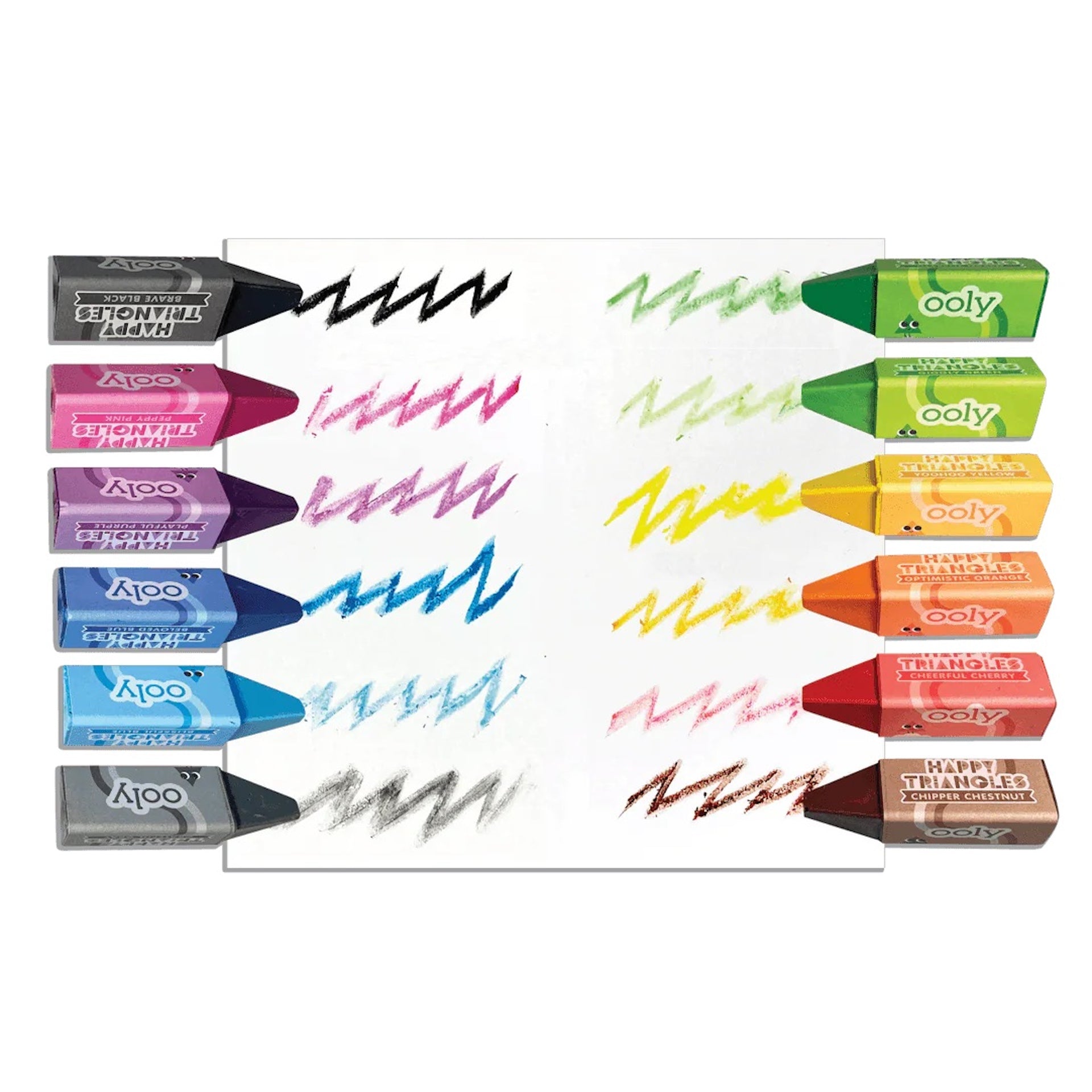 OOLY HAPPY TRIANGLES JUMBO CRAYONS - SET OF 12 (3 YEARS+)
