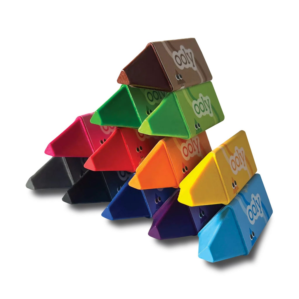 OOLY HAPPY TRIANGLES JUMBO CRAYONS - SET OF 12 (3 YEARS+)
