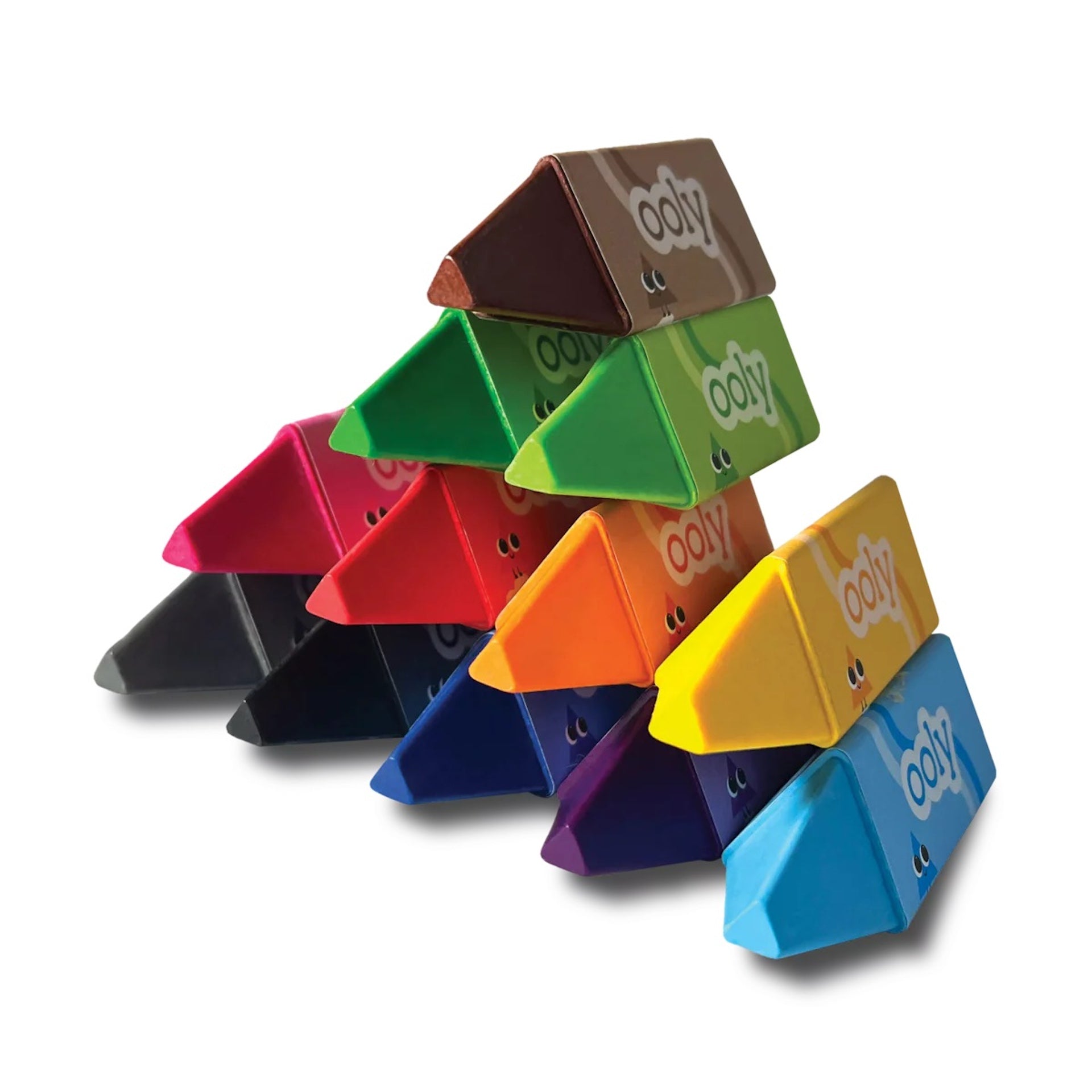 OOLY HAPPY TRIANGLES JUMBO CRAYONS - SET OF 12 (3 YEARS+)