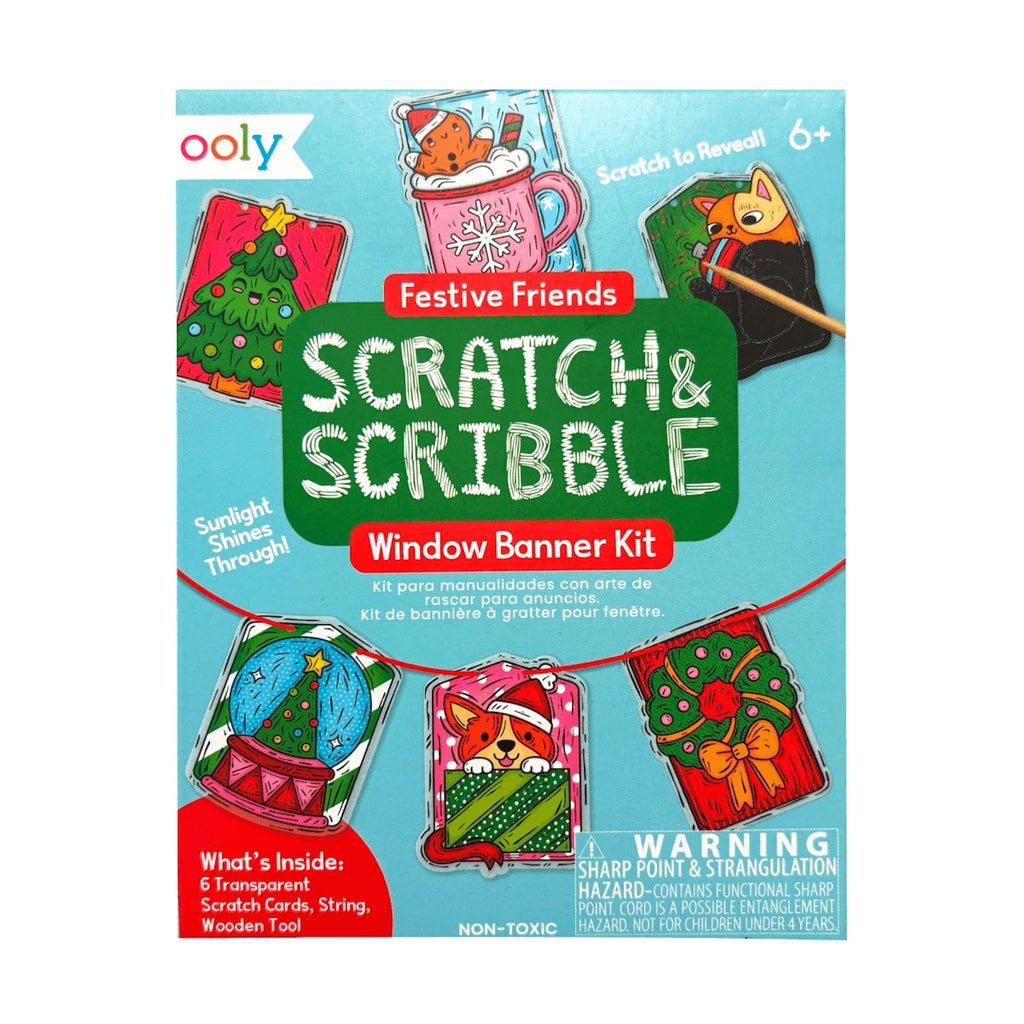 MINI SCRATCH & SCRIBBLE - WINDOW BANNER KIT - FESTIVE FRIENDS