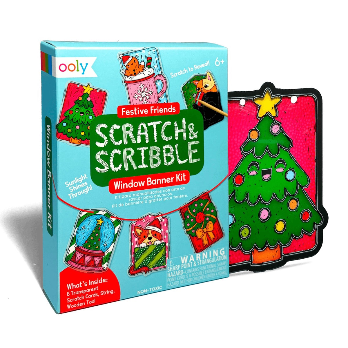 MINI SCRATCH & SCRIBBLE - WINDOW BANNER KIT - FESTIVE FRIENDS