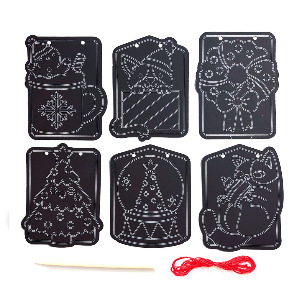 MINI SCRATCH & SCRIBBLE - WINDOW BANNER KIT - FESTIVE FRIENDS