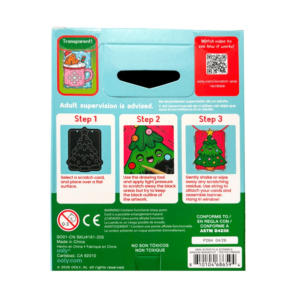 MINI SCRATCH & SCRIBBLE - WINDOW BANNER KIT - FESTIVE FRIENDS