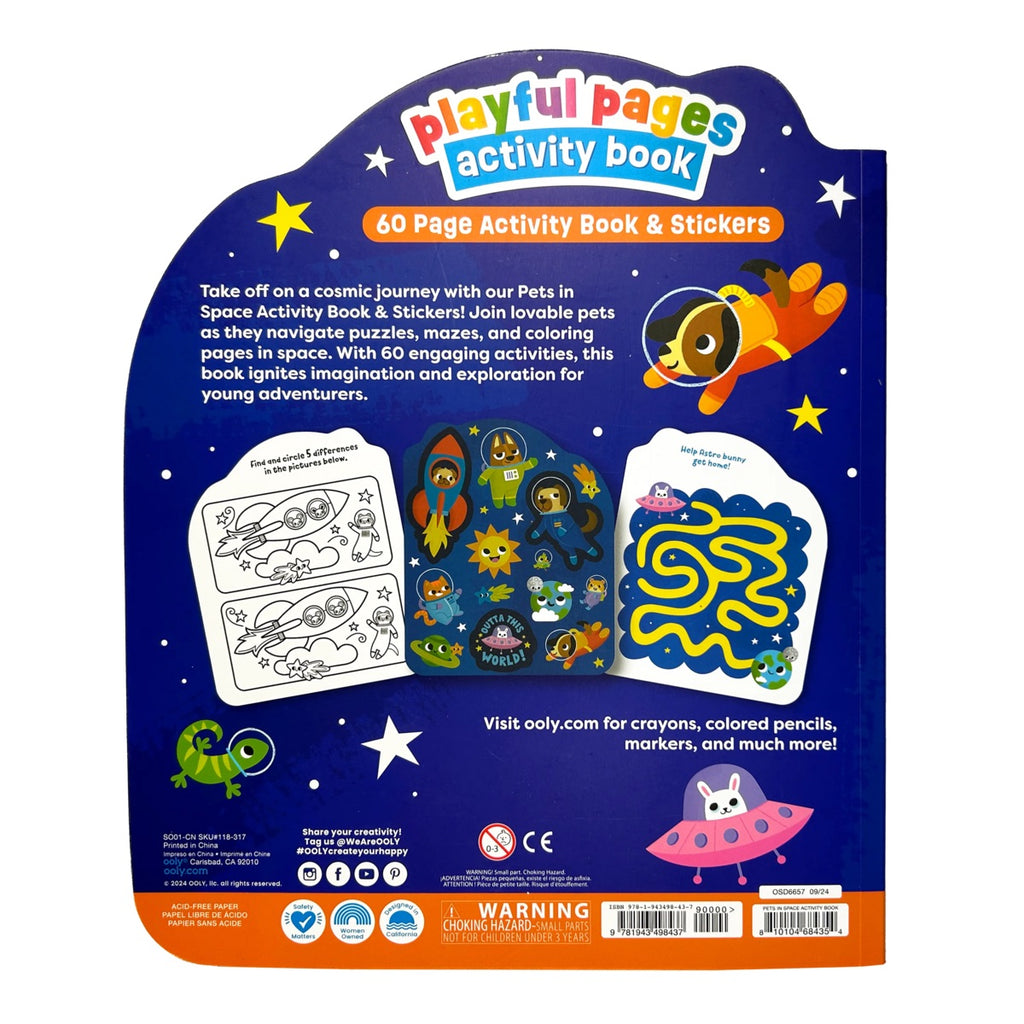 PLAYFUL PAGES ACTIVITY BOOK + STICKERS - PETS IN SPACE (4 YEARS+)