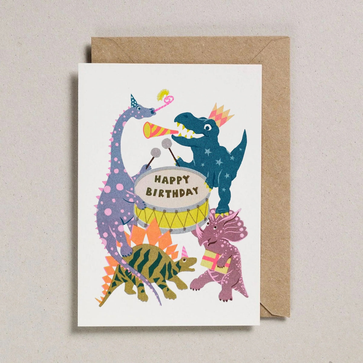 HAPPY BIRTHDAY DINOSAUR PARTY CARD