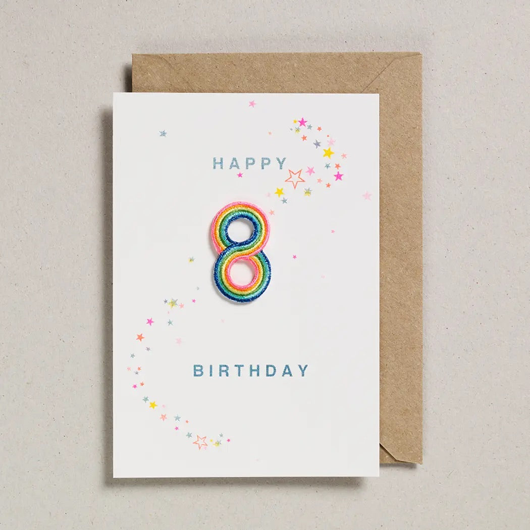RAINBOW PATCH NUMBER BIRTHDAY CARD