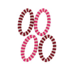PINK AND BURGUNDY STRIPED HAIR BANDS - SET OF 4