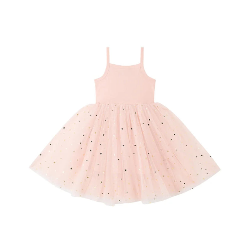 MOON & STARS DRESS - Pale Pink & Gold