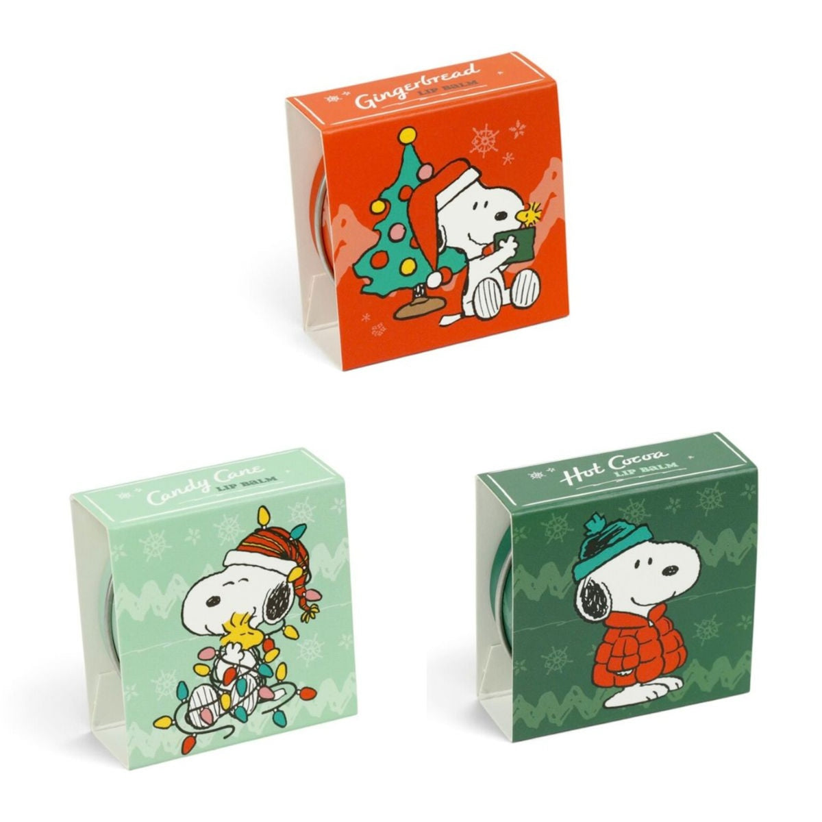 PEANUTS CHRISTMAS SNOOPY & WOODSTOCK LIP BALM IN A TIN