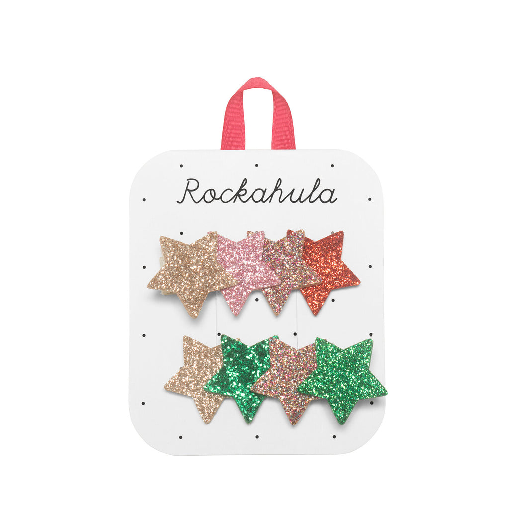 JOLLY GLITTER STAR TREE HAIR CLIPS