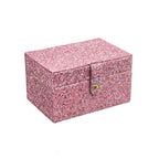 LARGE PINK CONFETTI GLITTER JEWELLERY BOX